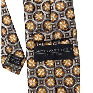 Giorgio Brutini Necktie Floral Medallion Pattern Business Career Tie preowned